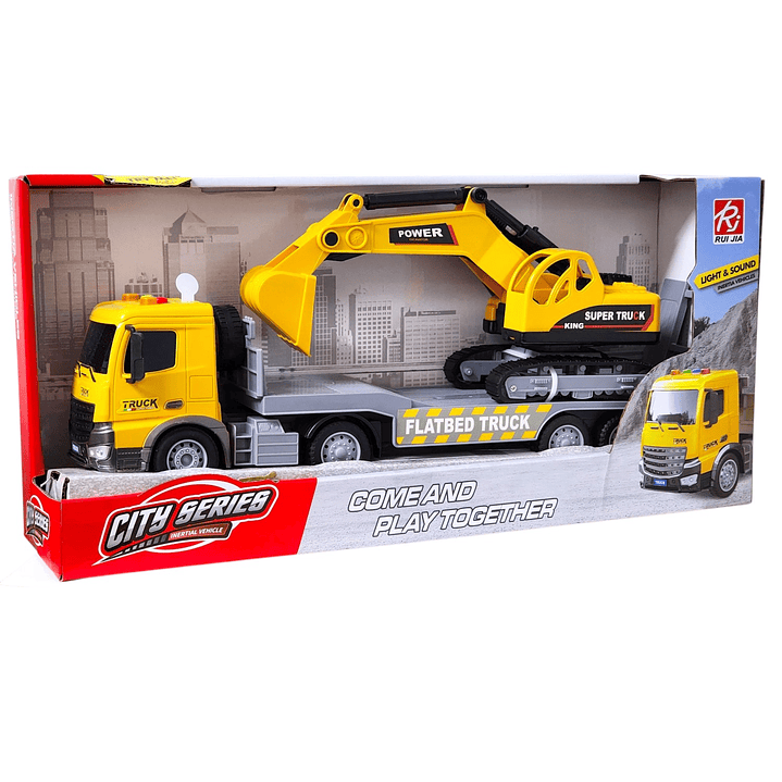 Juguete Camión Plataforma Y Excavadora Luz Sonido DBG1679 5