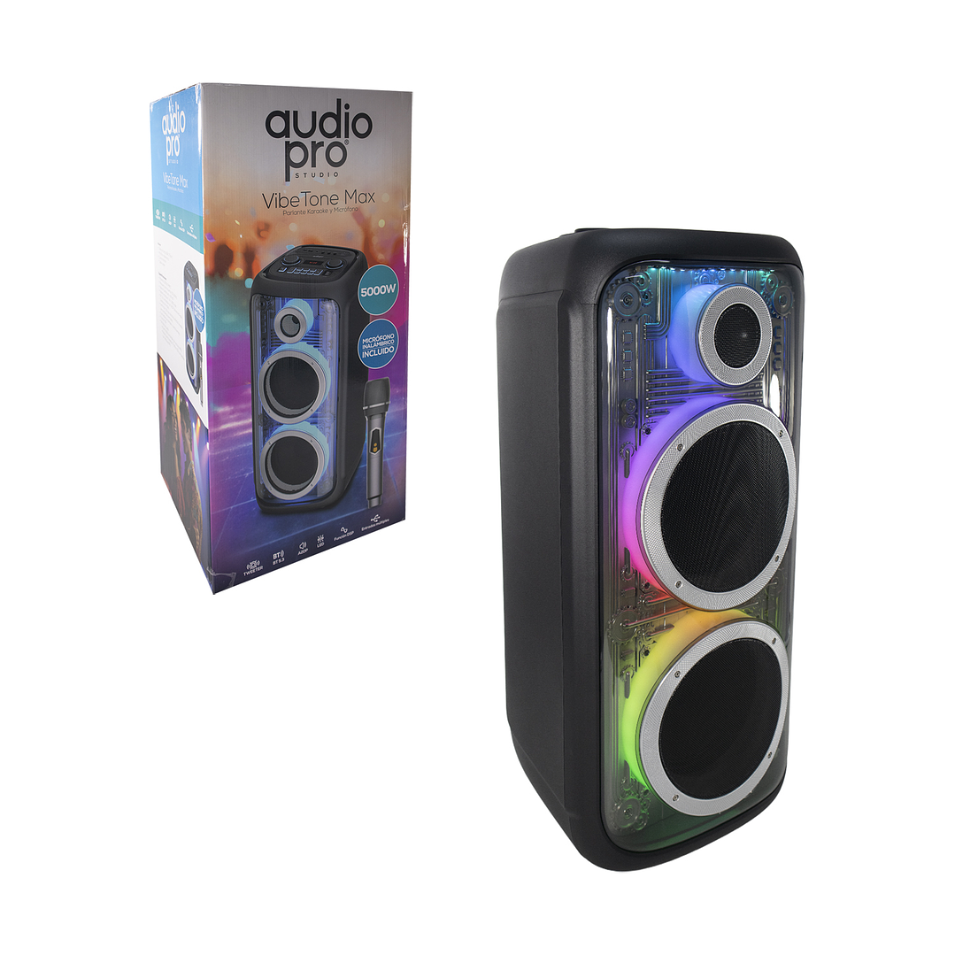 Parlante karaoke Vibe Tone Max AP02114 Led BT + Mic Audiopro 5000w 6