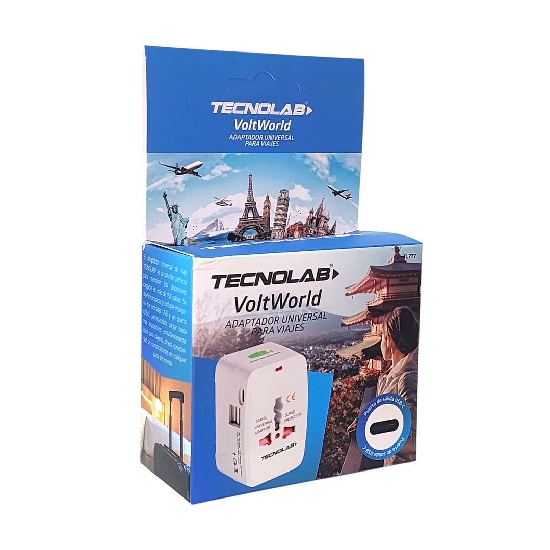 Adaptador Enchufe Universal Viaje VoltWorld TL777 Tecnolab 7