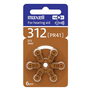 Pack 6 Pilas Para Audífonos Maxell 312 Auditivas