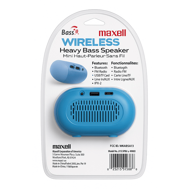 Parlante Maxell Bass13 Bluetooth Fm Radio Ipx-2 Azul 4