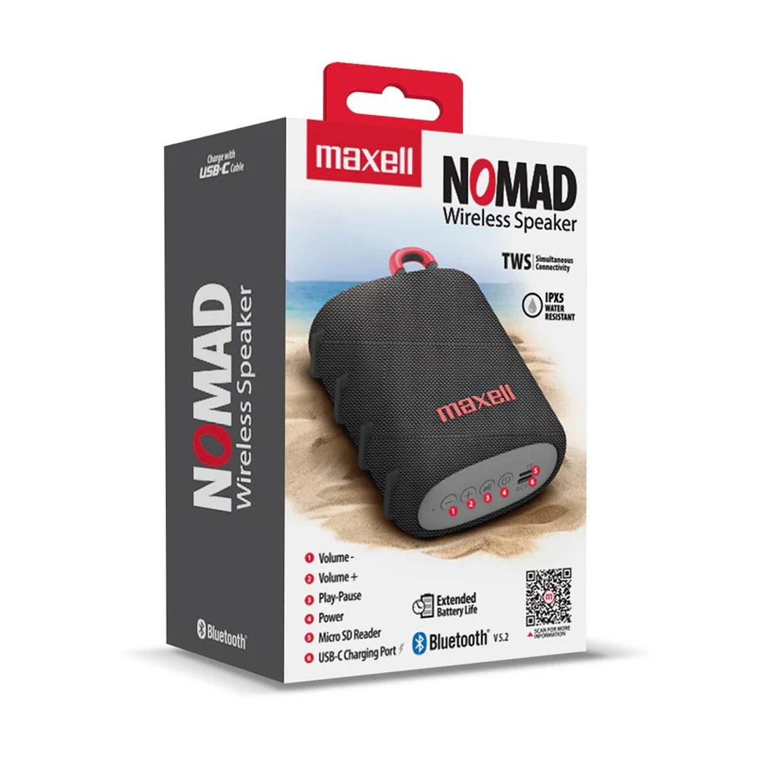 Parlante Bluetooth Portátil Maxell Nomad Tws 15 Hr Ipx5 Gris 2