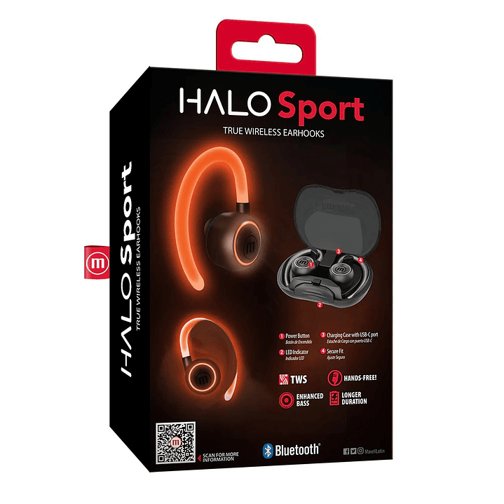 Audífonos Deportivos Inalámbricos Bt Maxell Tws Halo con Iluminación 3