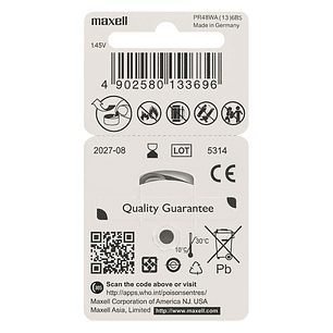 Pack 6 Pilas Para Audífonos Maxell 13 Auditivas