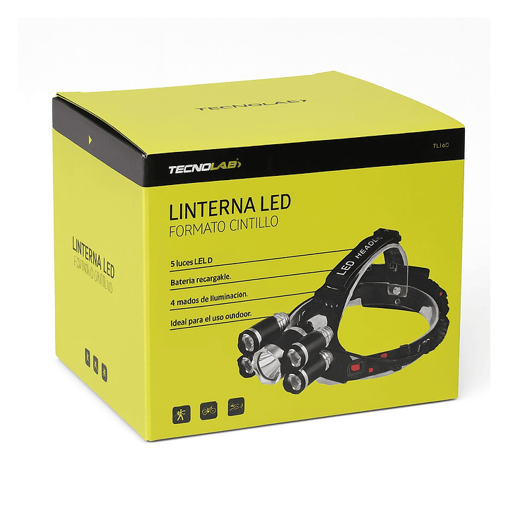 Linterna Cintillo Led Tecnolab 5 Focos Recargable TL143 6