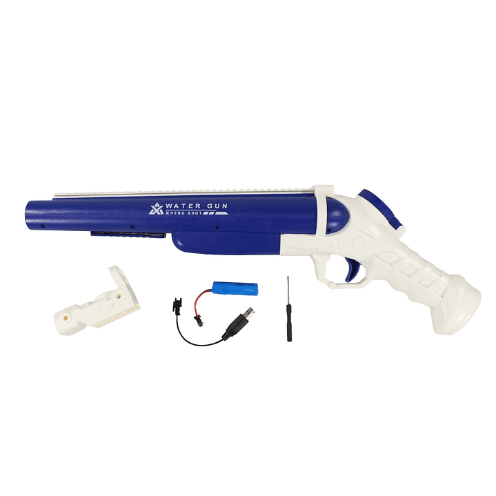 Juguete Pistola Lanza Agua Eléct Doble Cañon DBG1656BL Azul 4