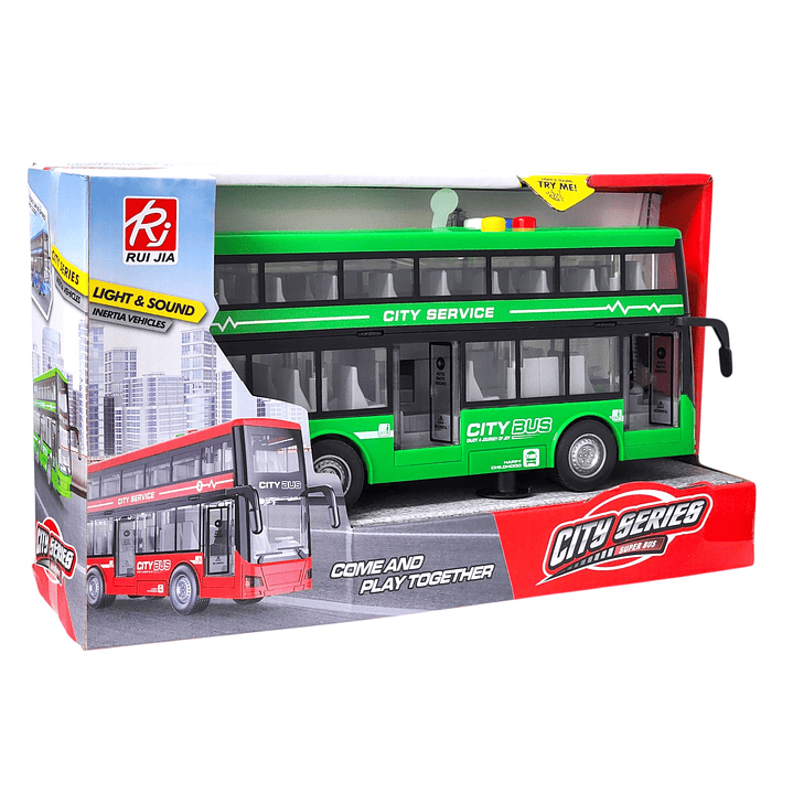 Juguete Autobús Dos Pisos Luces Sonidos 1:16 DBG1680G Verde 7
