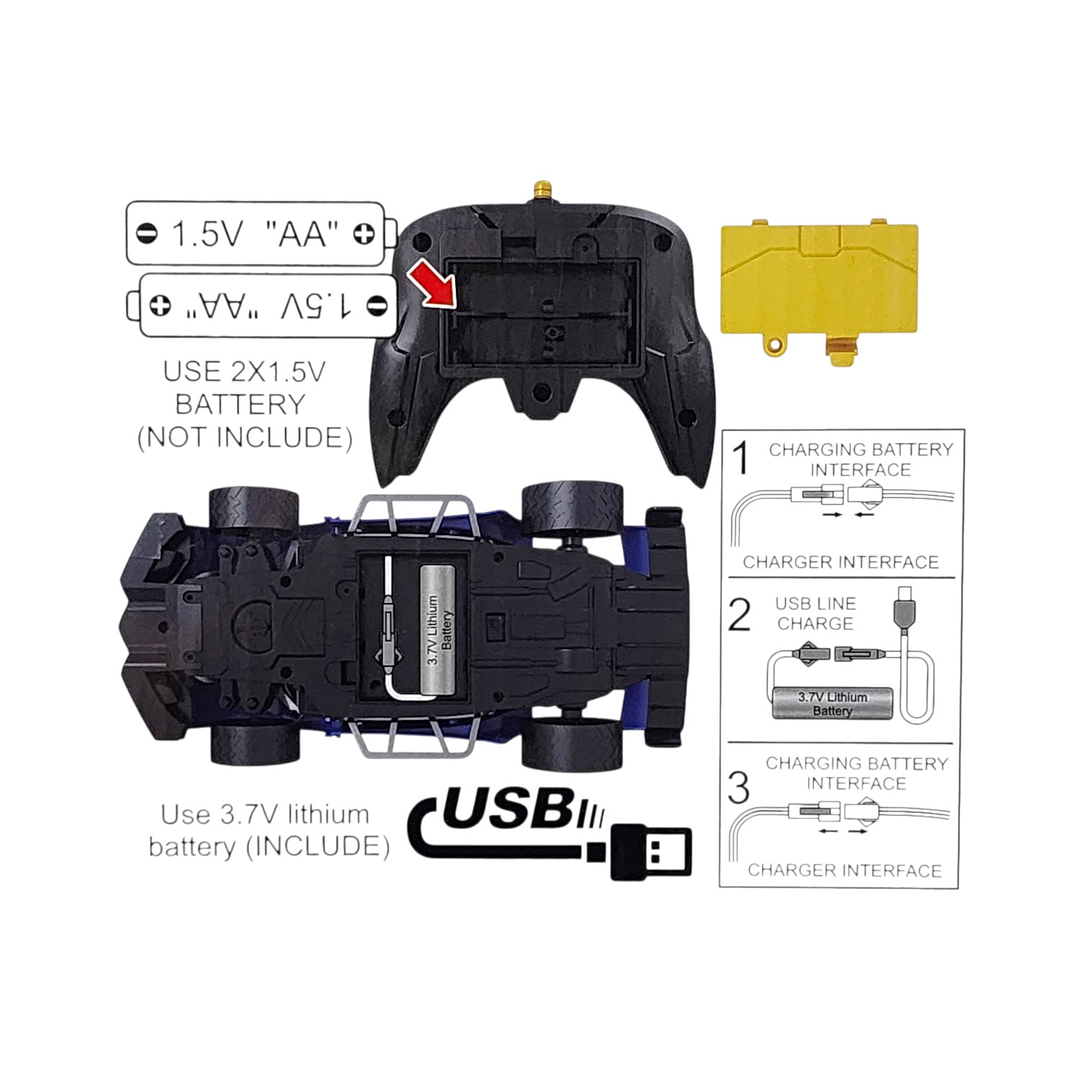 Auto de Carrera RC Luces Música Lanza Vapor DBG1579BL Azul 7