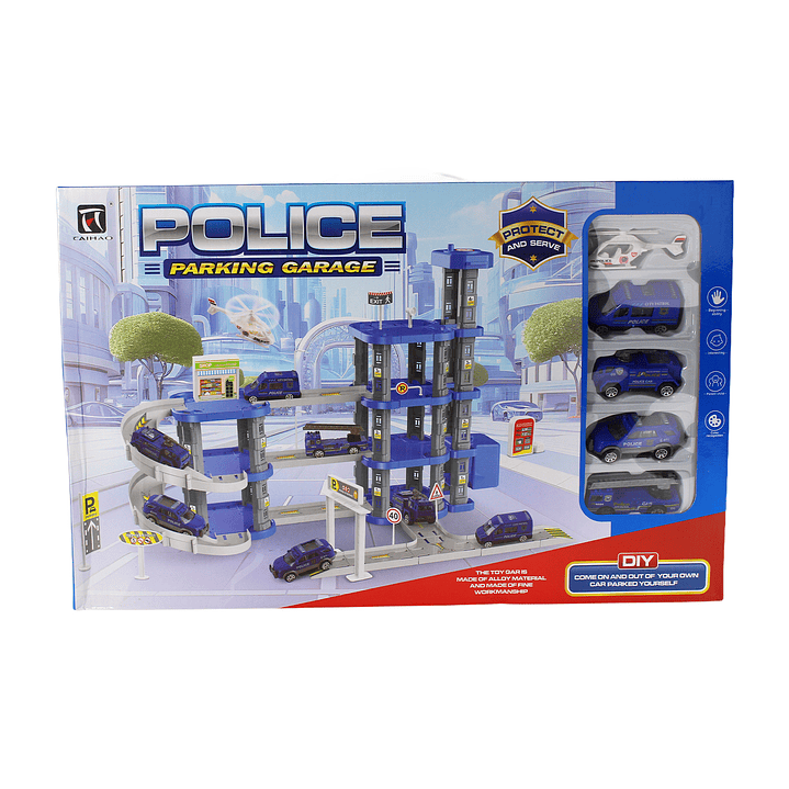 Set Armable Pista Autos 3 Niveles Garaje de Policía DBG1703 8