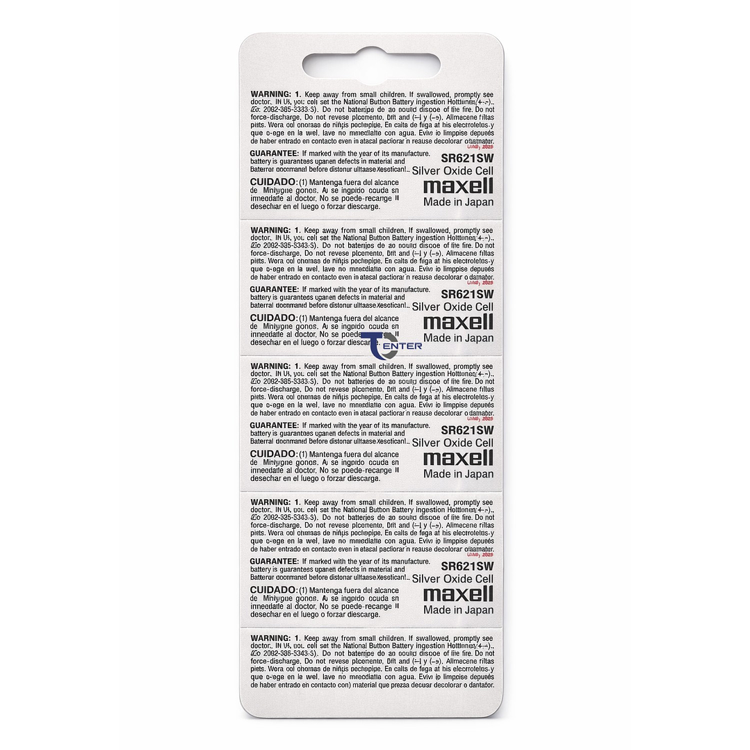 Pack 10 Pilas SR621SW (364) 1.55v Maxell Tipo Botón Holograma	 2