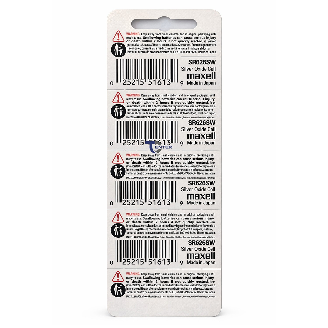 Pack 10 Pilas SR626SW (377) 1.55v Maxell Tipo Botón Holograma 2