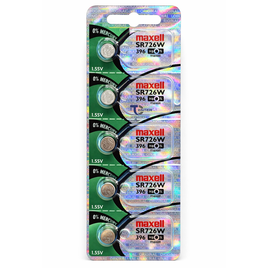 Pack 5 Pilas SR726SW (396) 1.55v Maxell Tipo Botón Holograma 1