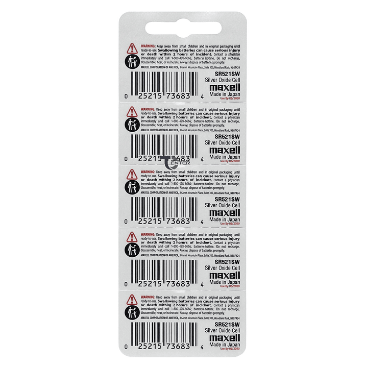 Pack 5 Pilas SR521SW (379) 1.55v Maxell Tipo Botón Holograma 2