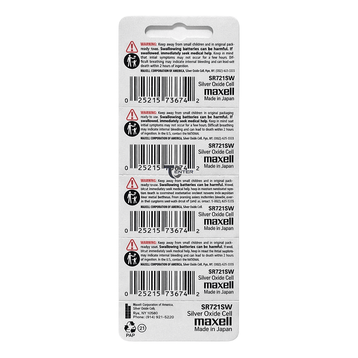 Pack 5 Pilas SR721SW (362) 1.55v Maxell Tipo Botón Holograma 2