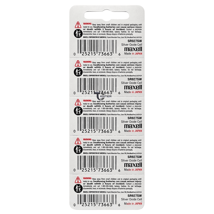 Pack 5 Pilas SR927SW (395) 1.55v Maxell Tipo Botón Holograma 2
