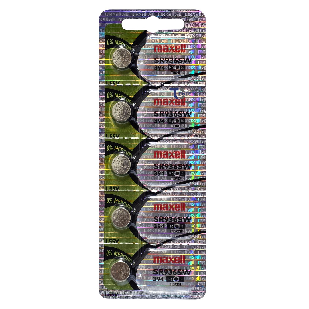 Pack 5 Pilas SR936SW (394) 1.55v Maxell Tipo Botón Holograma 1