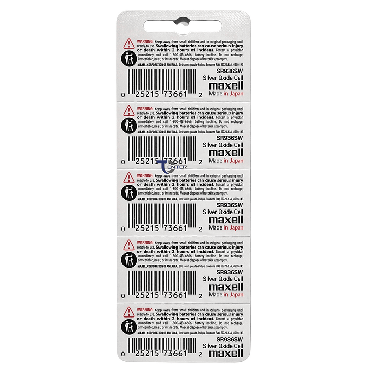 Pack 5 Pilas SR936SW (394) 1.55v Maxell Tipo Botón Holograma 2