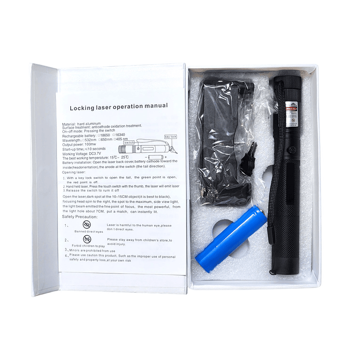 Puntero Láser Portátil Verde 532nm Con Bloqueo Por Llave 8