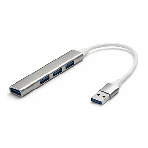 Hub USB 4 Puertos 3.0 Aluminio Gris