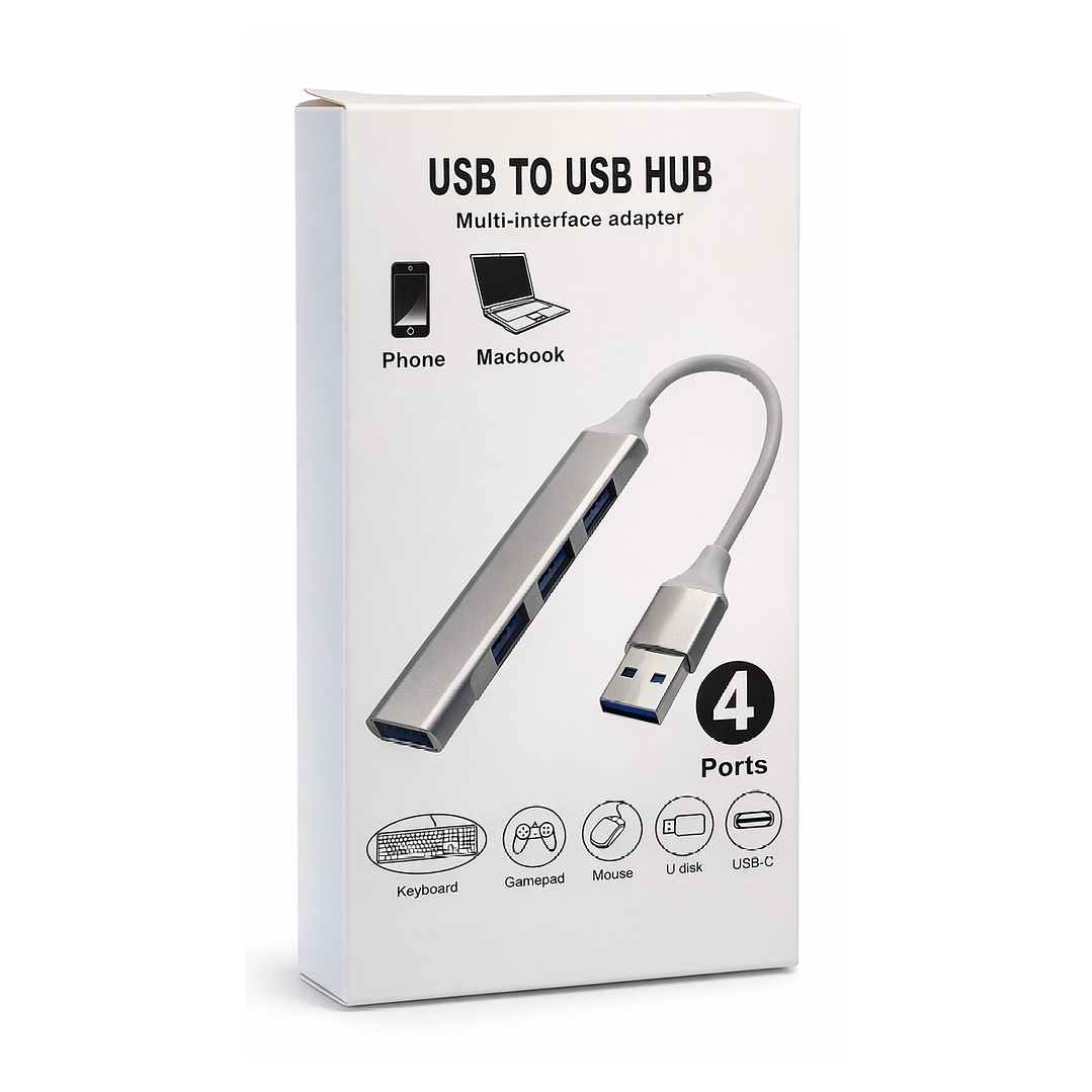Hub USB 4 Puertos 3.0 Aluminio Gris 2