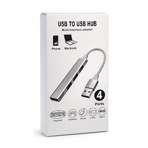 Hub USB 4 Puertos 3.0 Aluminio Gris