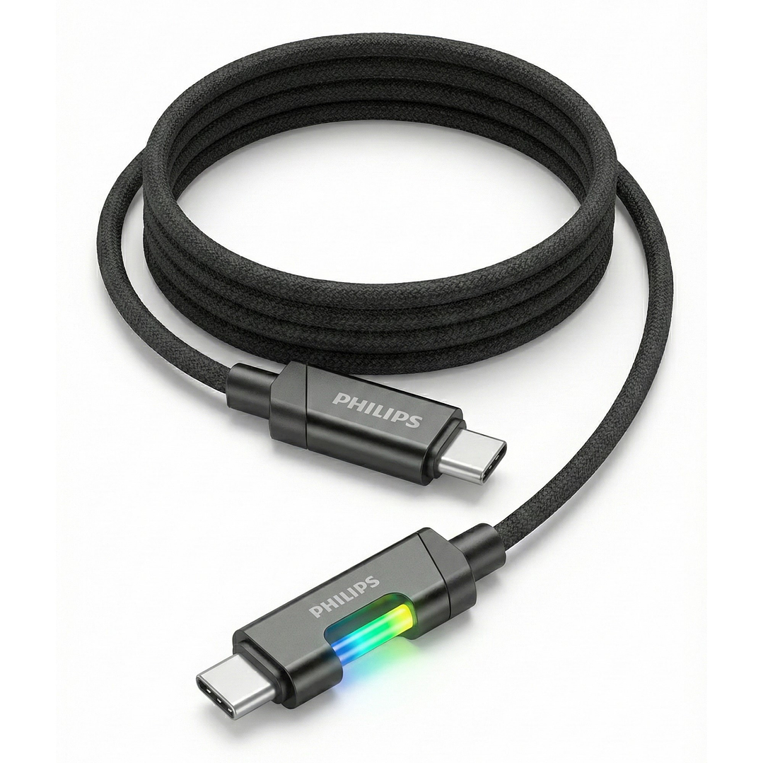Cable USB-C a USB-C 60w Philips DLC5021CB 1 mt Negro 2