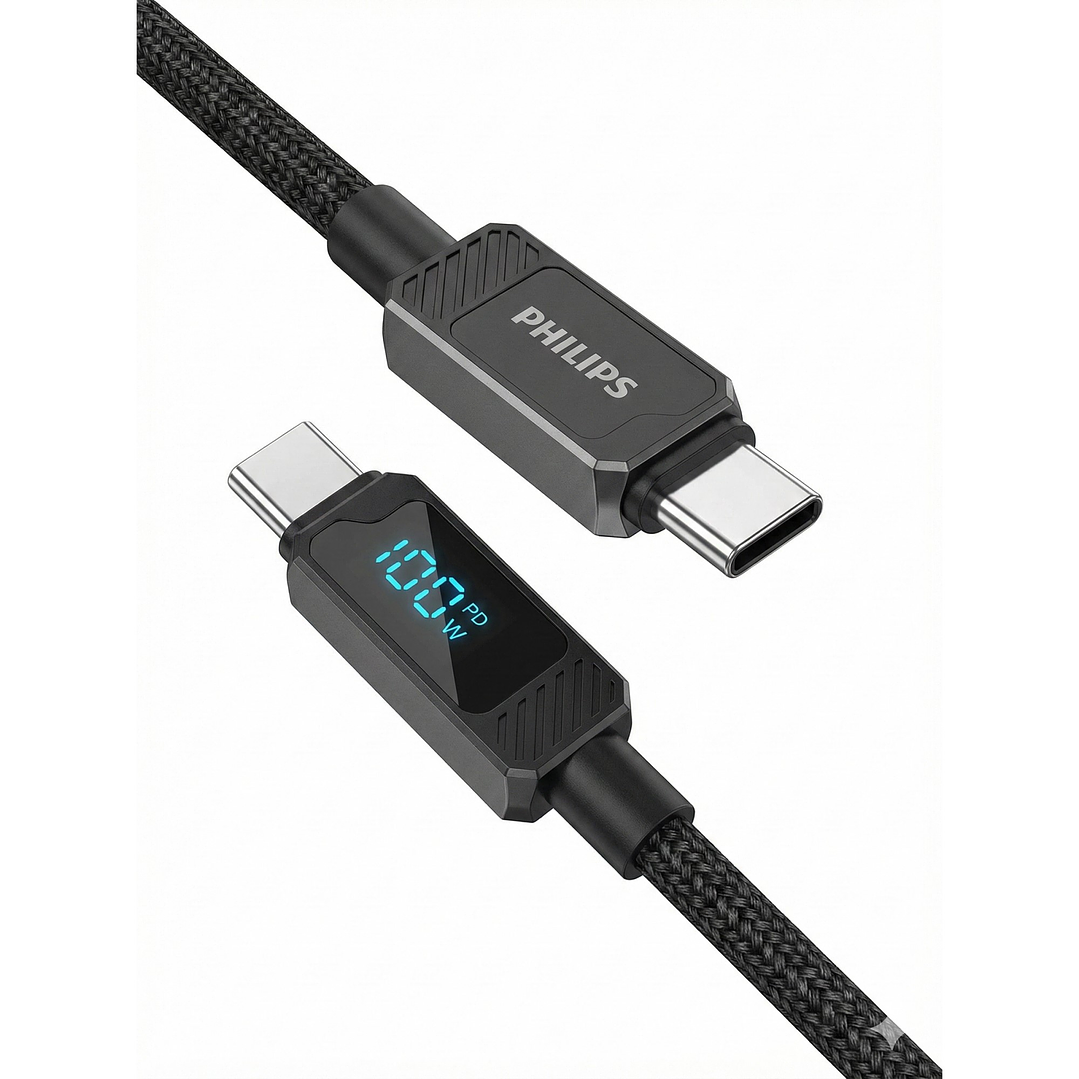 Cable USB-C a USB-C 100w Philips DLC5011CB 1 mt Negro  2