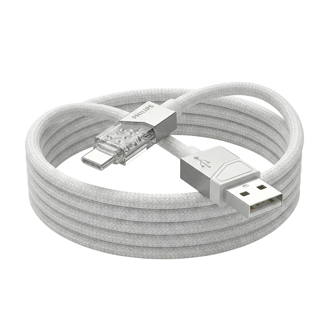 Cable USB-A a USB-C Philips DLC5031AW 1 mt Gris 2