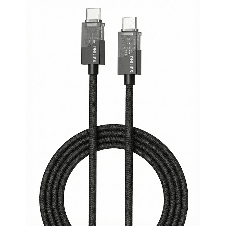 Cable USB-C a USB-C Philips 60w DLC5031CB 1 mt Negro 2