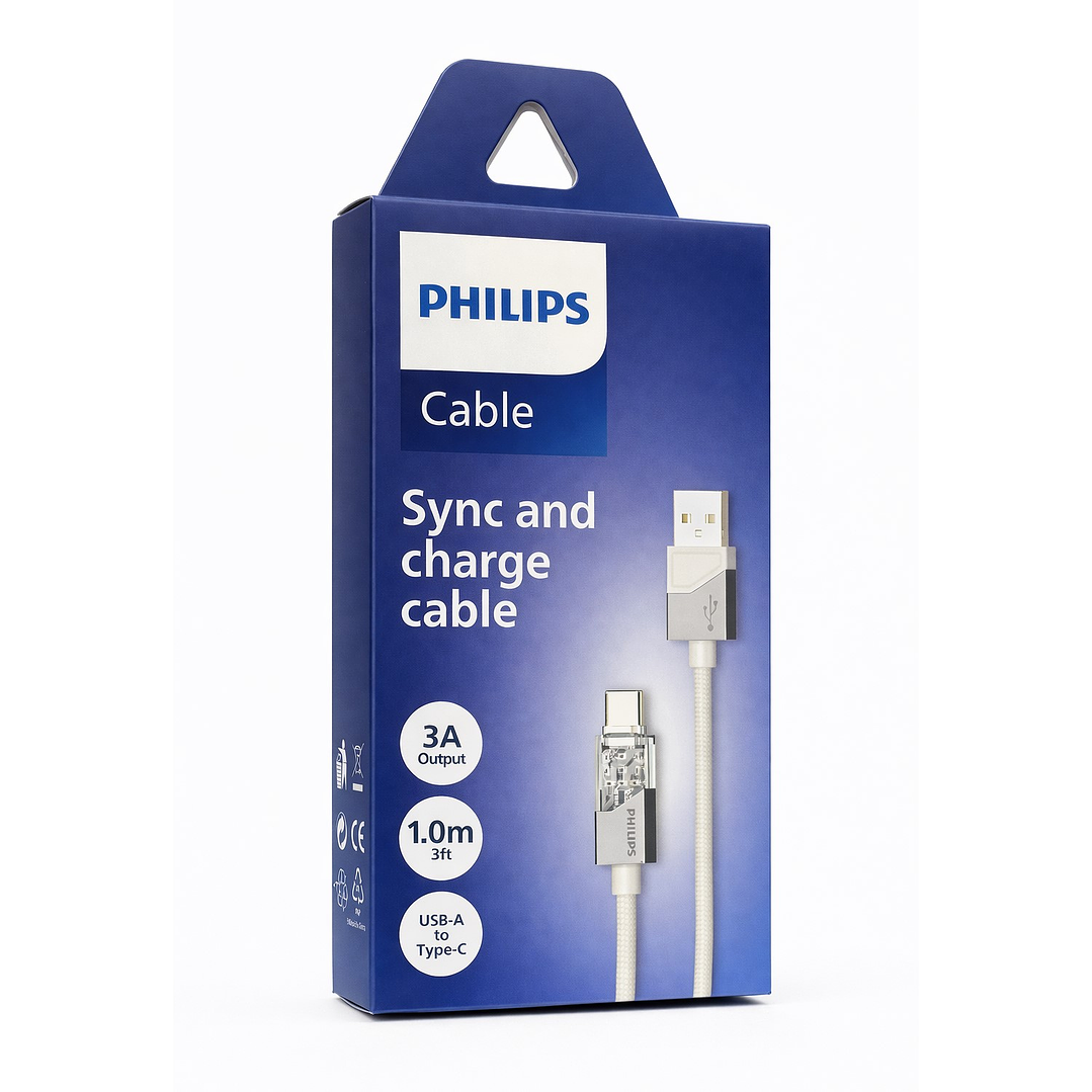 Cable USB-A a USB-C Philips DLC5031AW 1 mt Gris 4