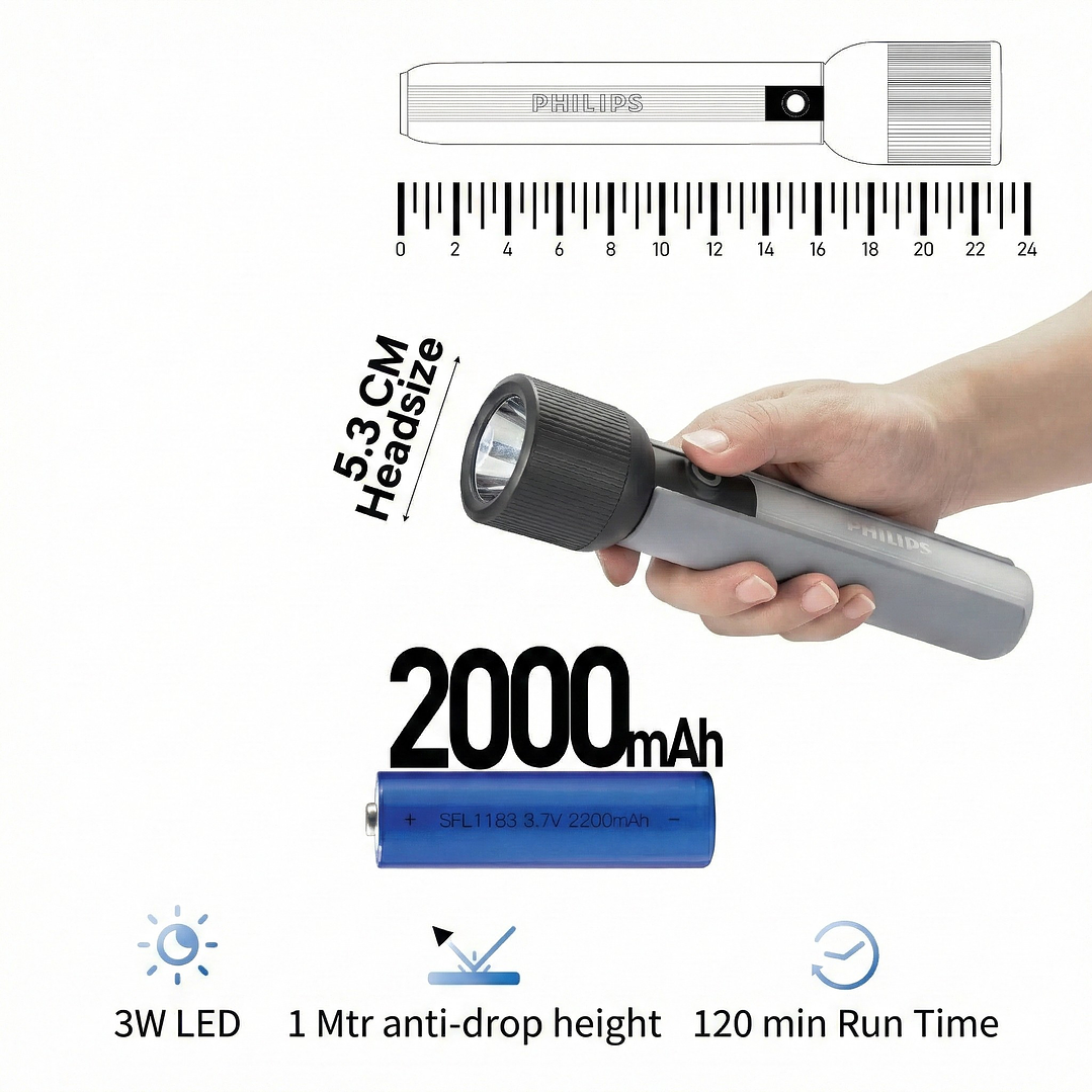Linterna LED Recargable 400lm 3W SFL1183R/56/ Philips 5