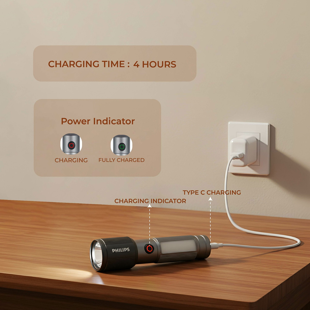 Linterna LED Recargable 330lm 7W SFL2153/56 Philips 4