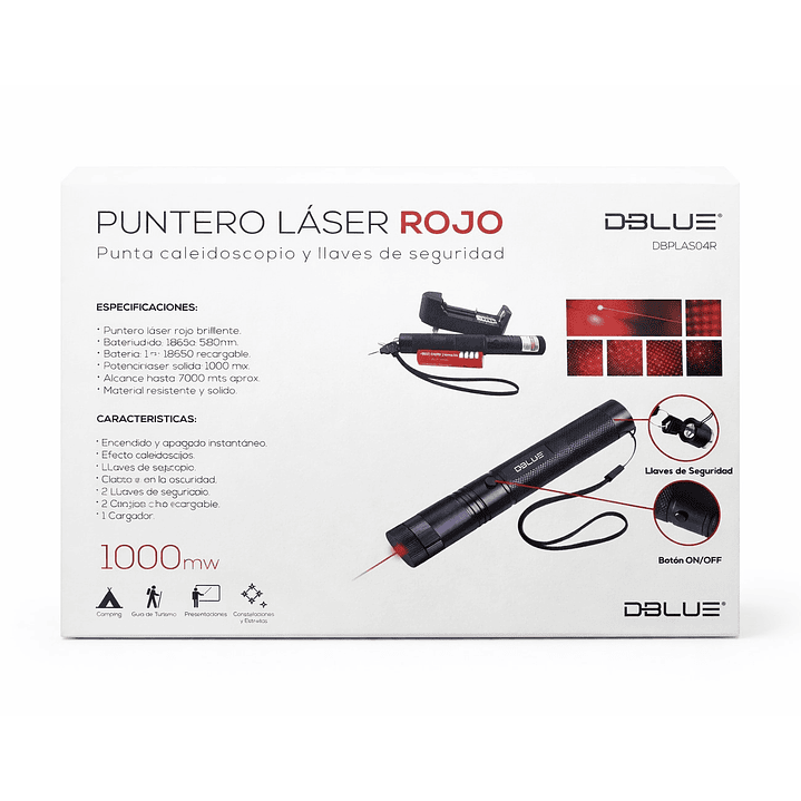 Kit Puntero Laser Rojo 1000mw con Batería y Cargador 6