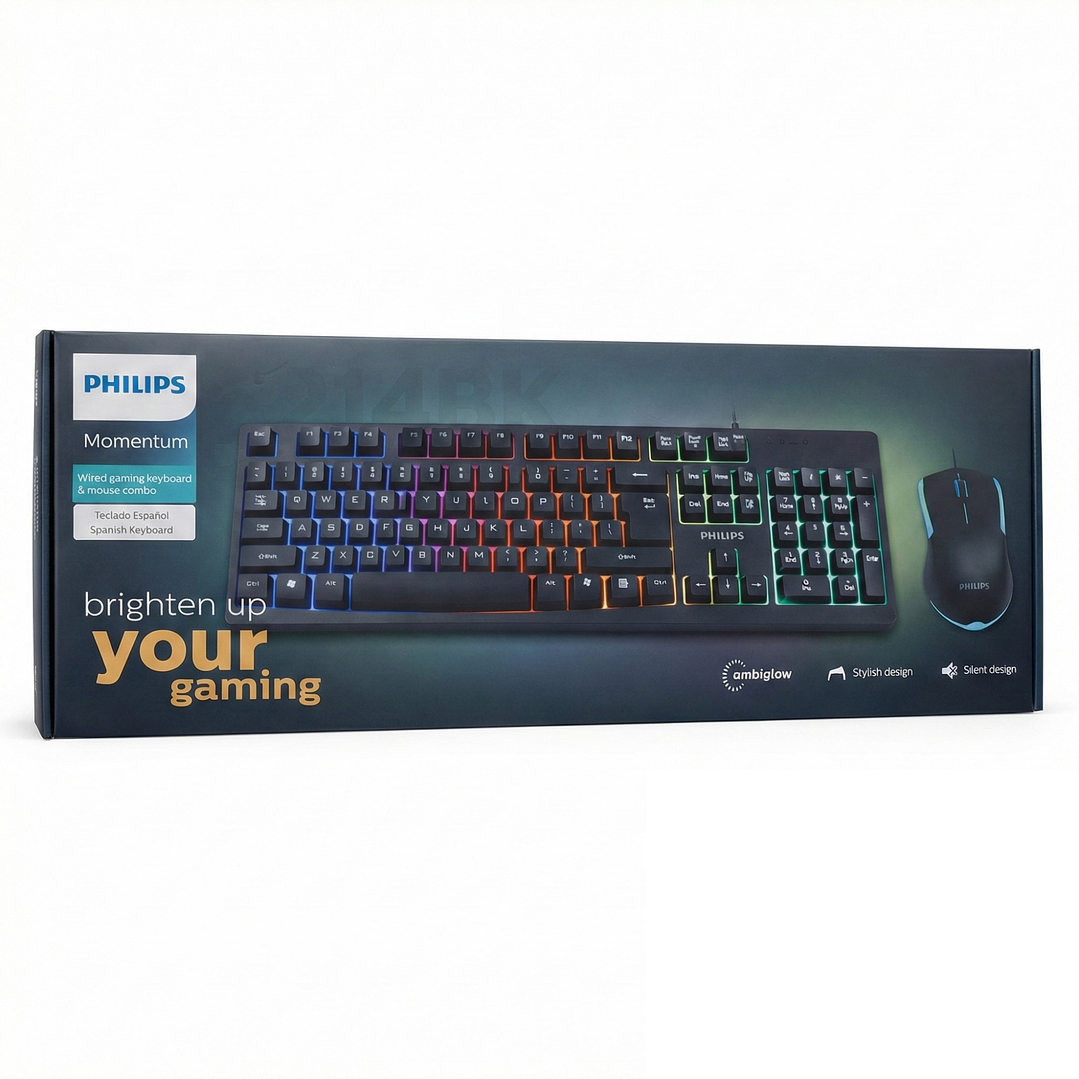 Kit Combo Teclado y Mouse Philips Momentum C214BK SPT6214BK 4