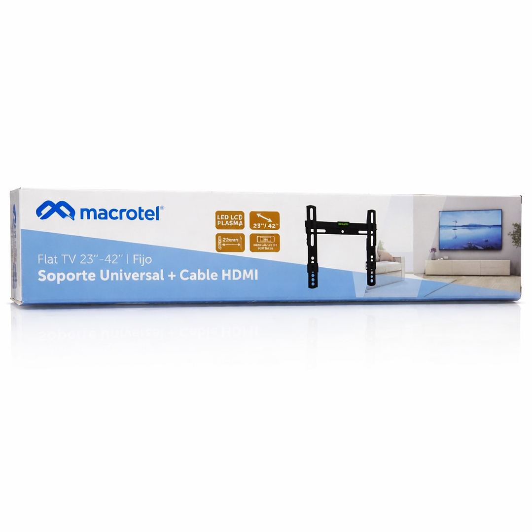 Soporte TV Fijo Macrotel 23 a 42 + Cable HDMI 3