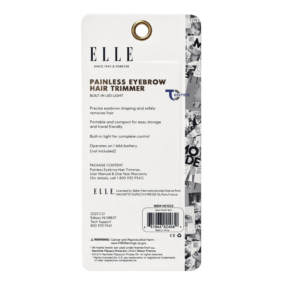 Perfilador de Cejas y Vellos ELLE EL037 Luz Led Negro 2