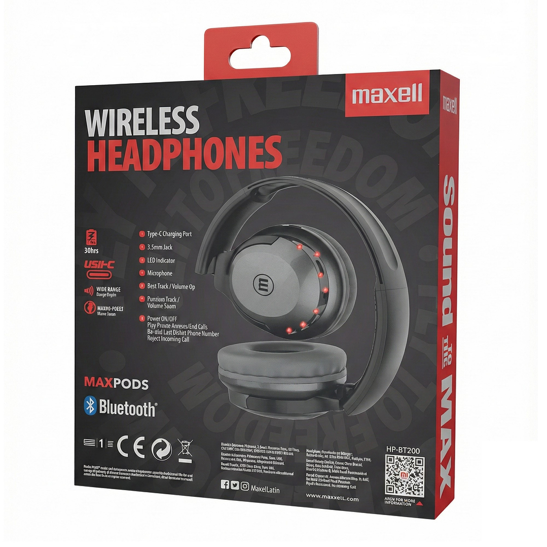 Audífonos Inalámbricos Maxell BT HP-BT200 30 Horas Negro 5