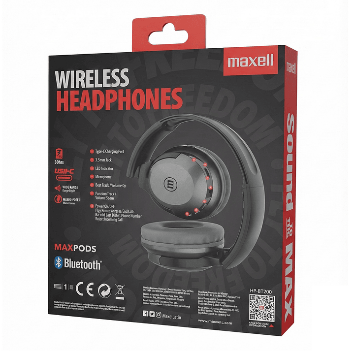 Audífonos Inalámbricos Maxell BT HP-BT200 30 Horas Negro 5