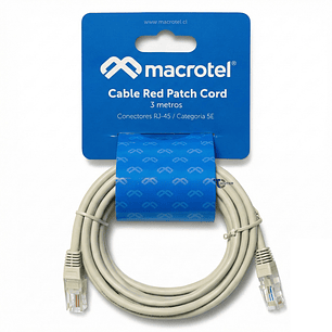 Cable de Red Macrotel 3 mt Patch Cord UTP Cat 5E MC-2004