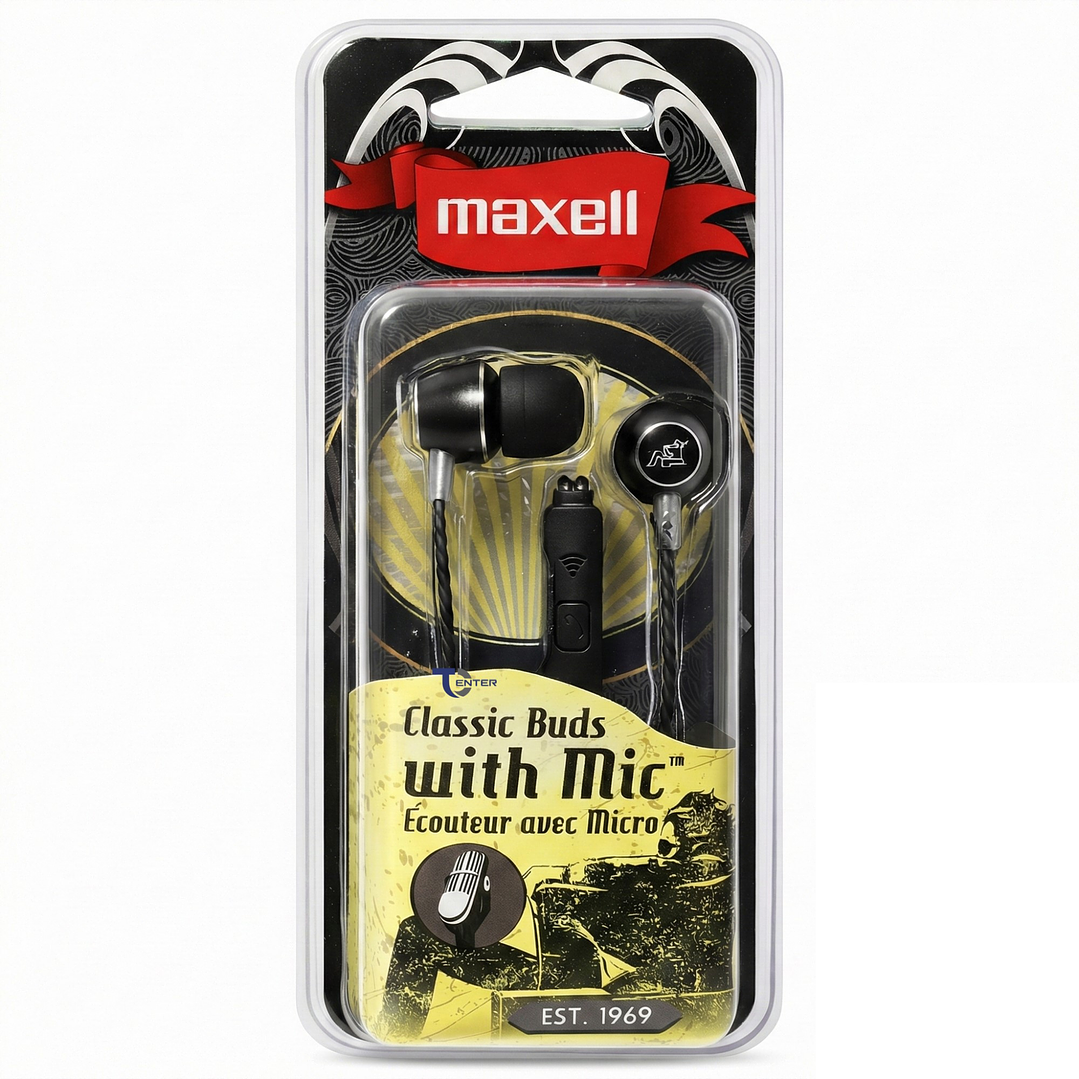 Audífonos Maxell Classic Buds con Mic CEB-B 3.5mm Metálicos 2