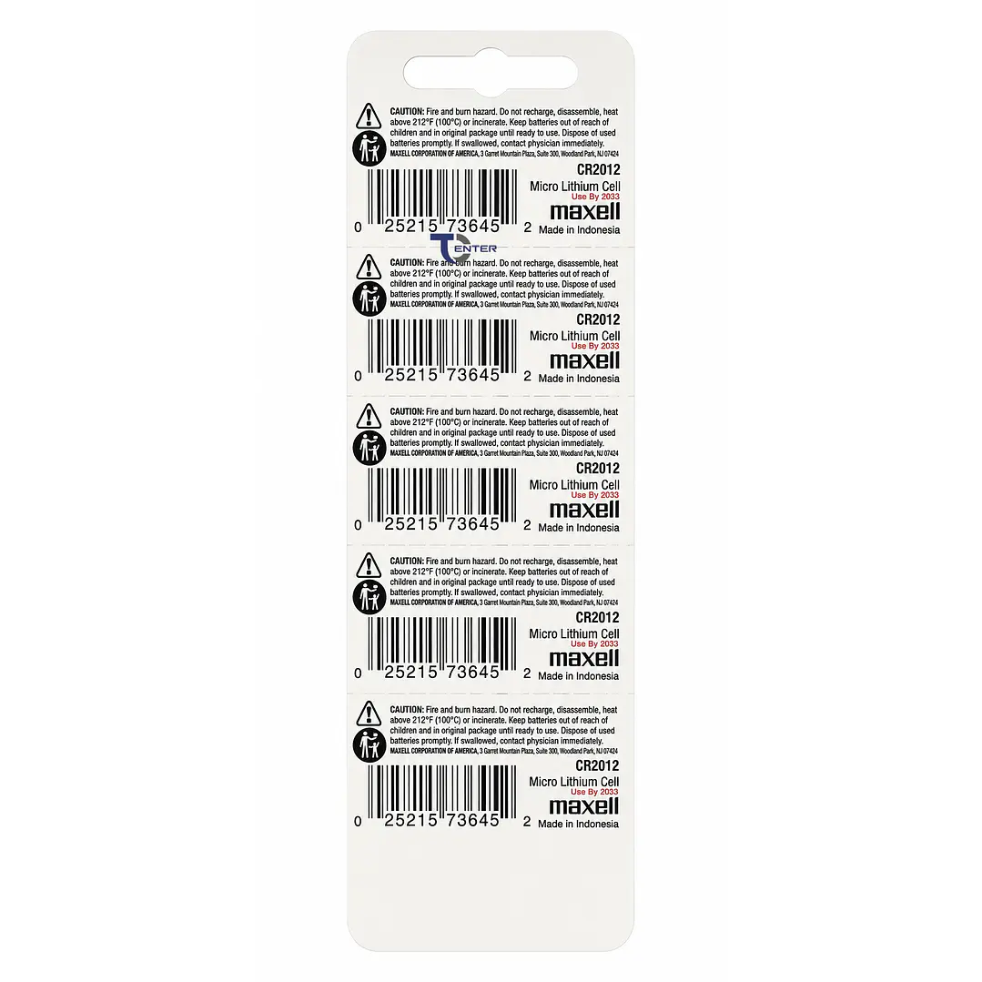 Pack 5 Pilas CR2012 3v Maxell Tipo Botón Holograma 2