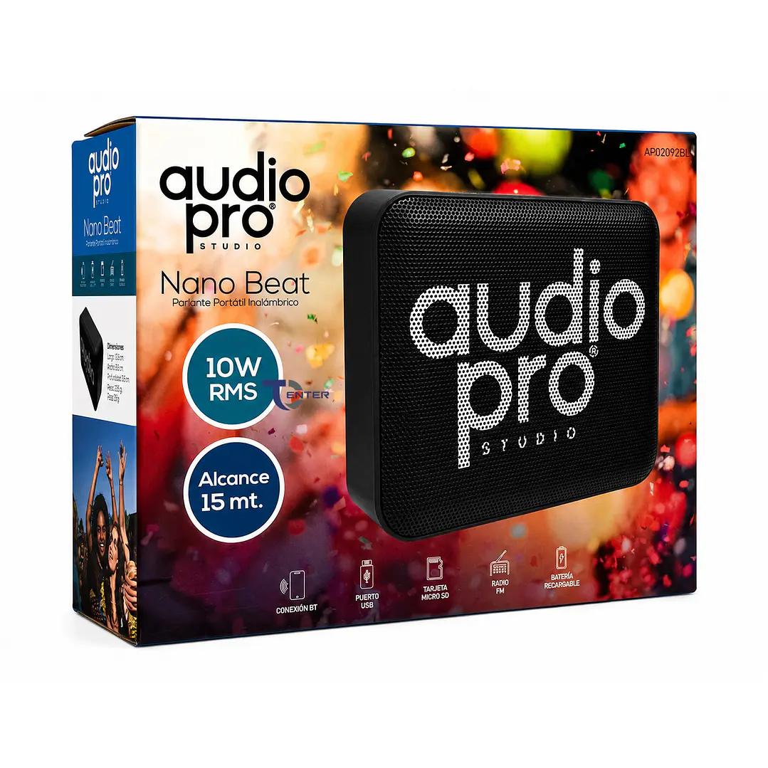 Parlante BT Audiopro 10w Inalámbrico AP02082BK Negro 4