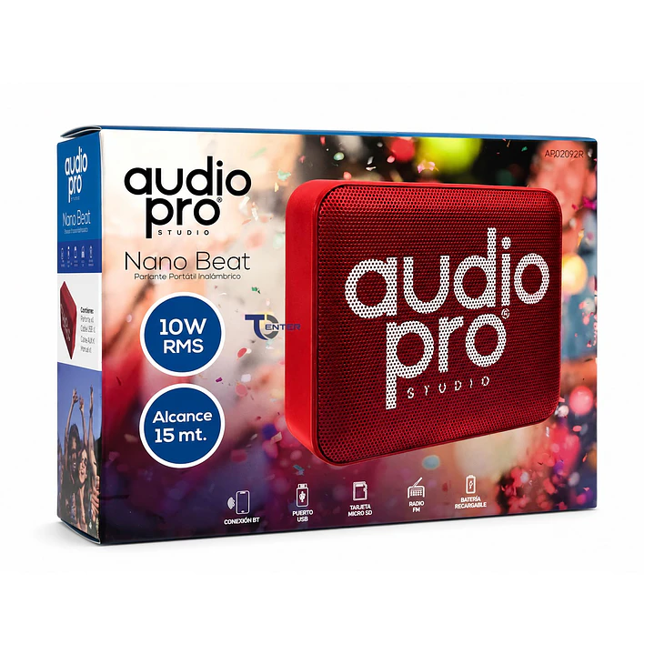 Parlante BT Audiopro 10w Inalámbrico AP02082R Rojo 4