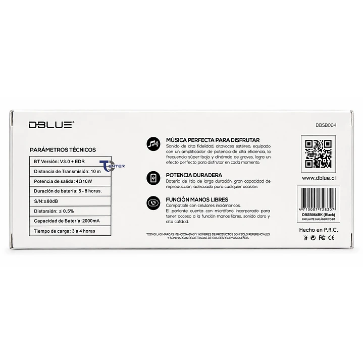 Parlante BT Dblue 10w Inalámbrico DBSB0634 Negro 7