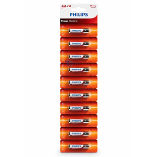 Pack 10 Pilas Alcalinas AAA Philips Power Alcaline LR03 1.5v
