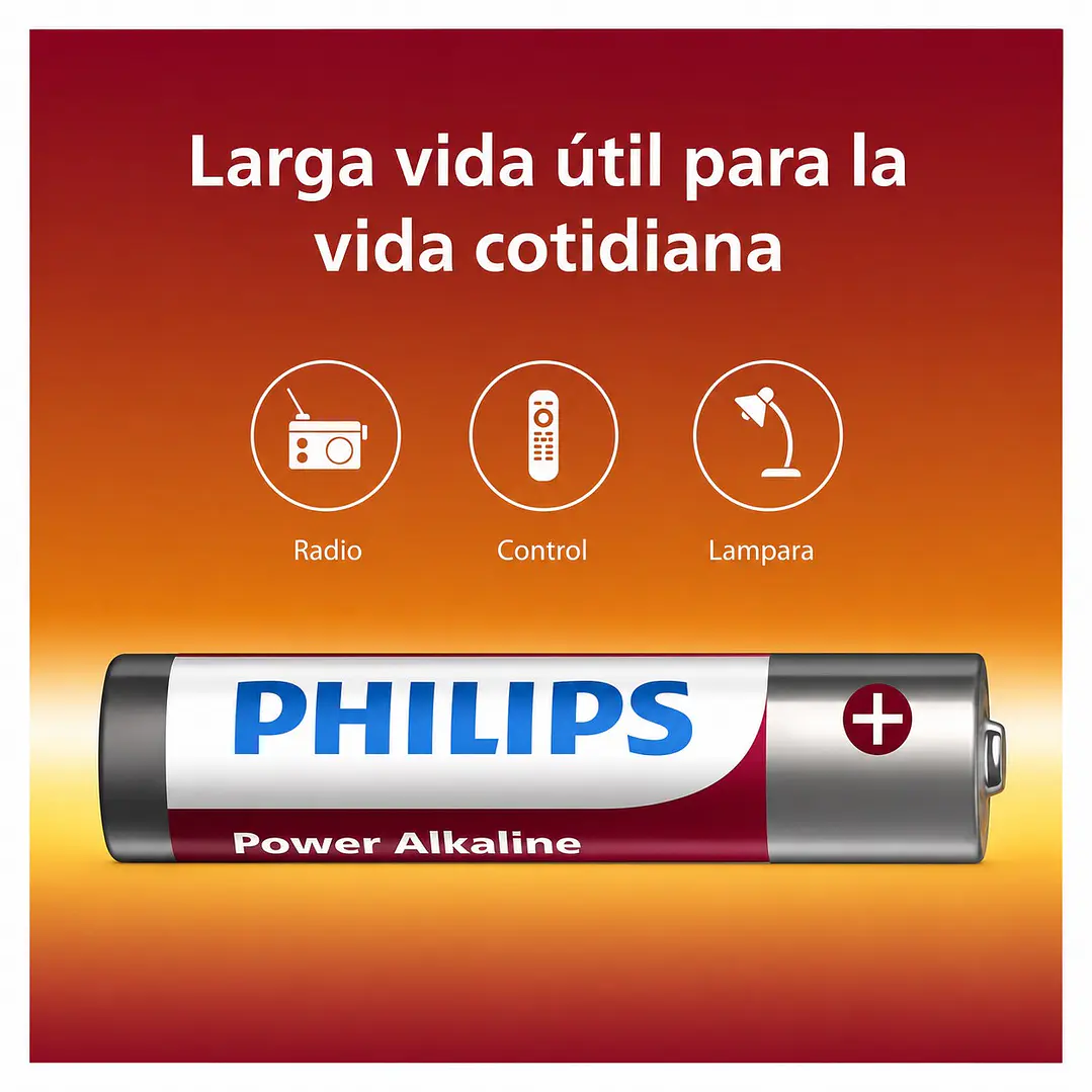 Pack 10 Pilas Alcalinas AAA Philips Power Alcaline LR03 1.5v 4