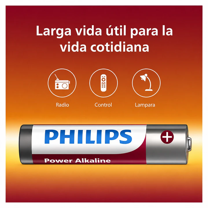 Pack 10 Pilas Alcalinas AAA Philips Power Alcaline LR03 1.5v 4