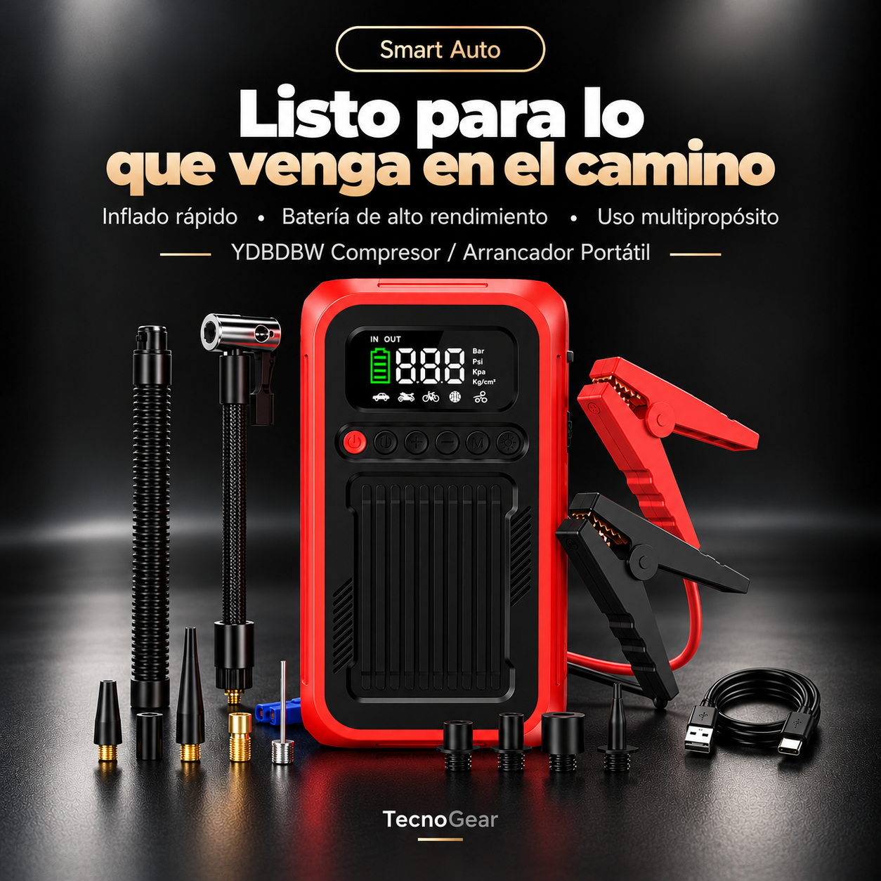 Compresor portátil y arrancador · 150 PSI / 4000 A