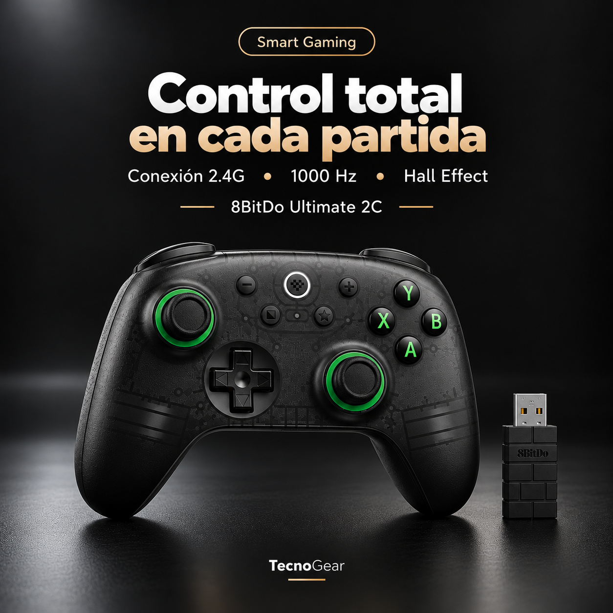 8BitDo Ultimate 2C Wireless · Negro transparente