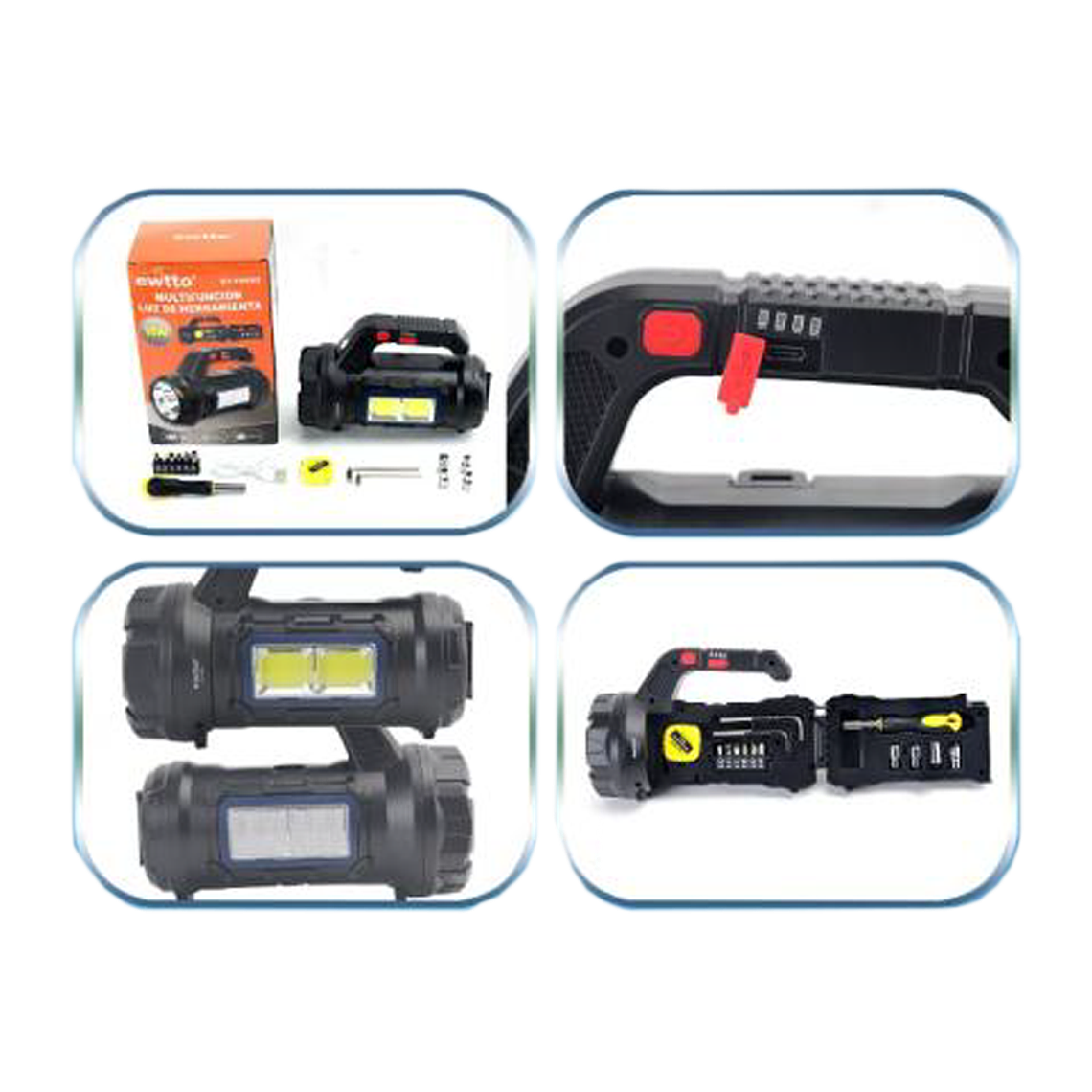 Linterna recargable kit herramientas 2
